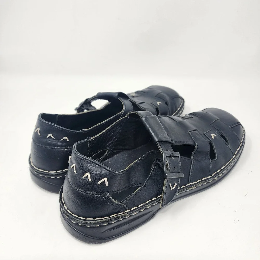 Josef Seibel Leather Fisherman Sandals Men's 6.5 Black Comfort European
